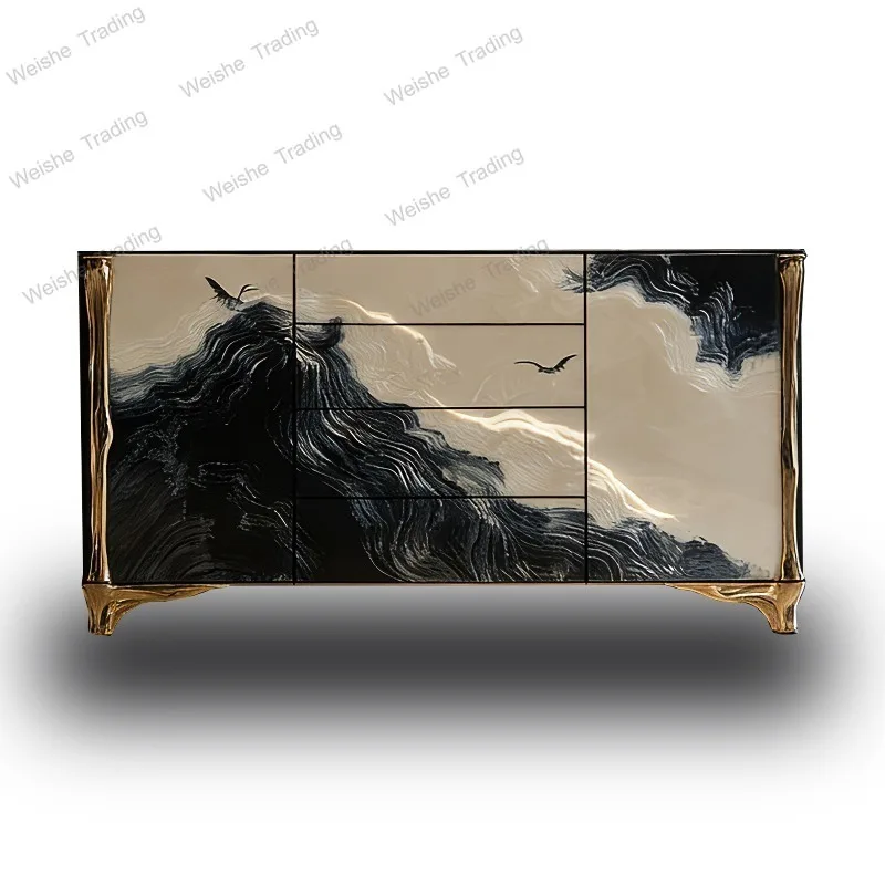 

New Chinese style dining side cabinet original design art porch cabinet special-shaped decorative cabinet living room locker