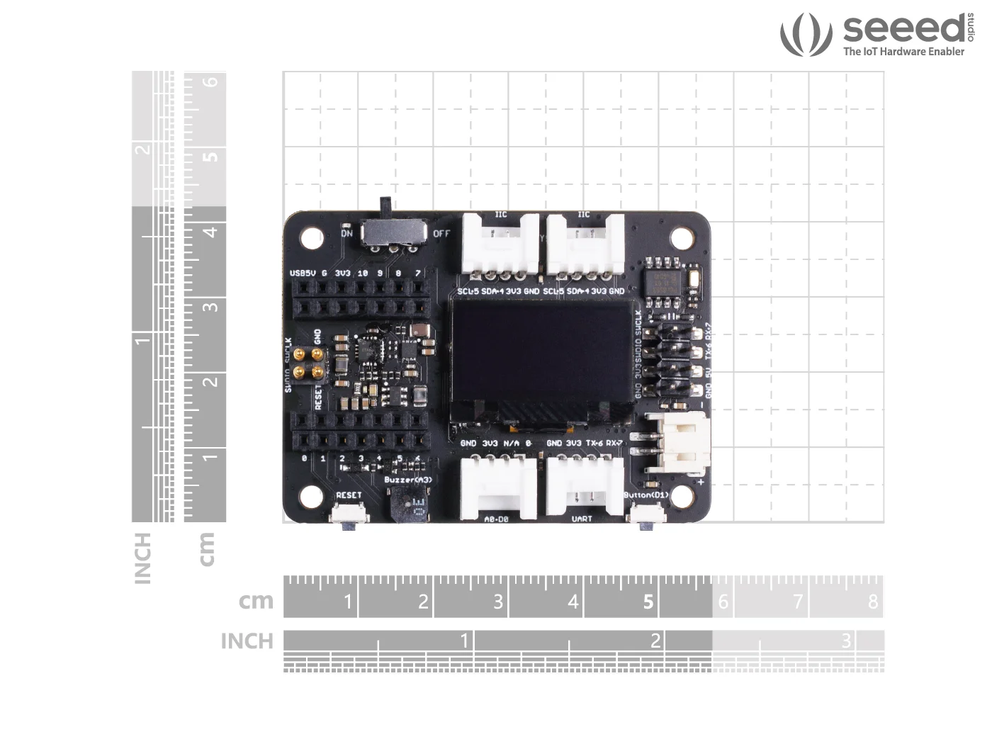 Base de placa de expansión de estudio Seeed para XIAO con Grove OLED - IIC, Uart, analógico/Digital