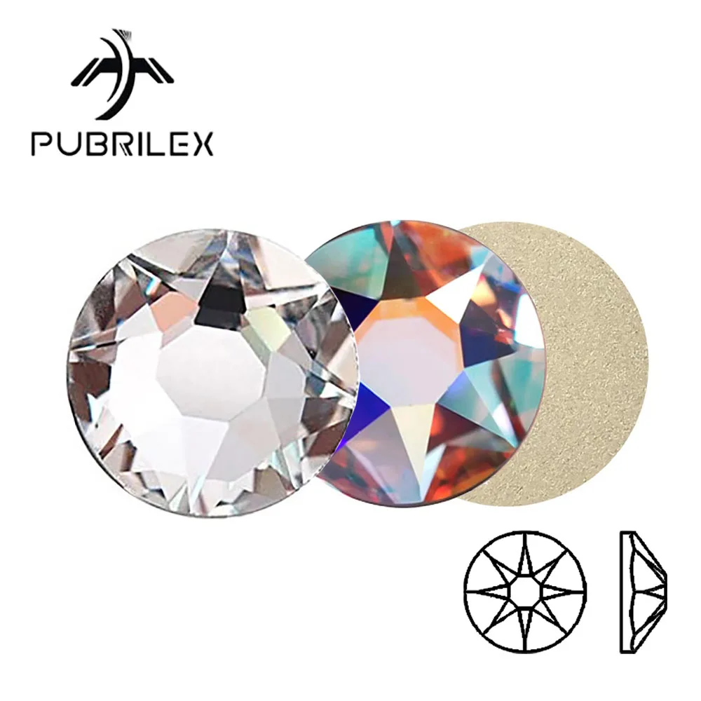 PUBRILEX 2088 Rhinestones Non Hotfix Flat Back Strass Cold Fixation Crystals Decorative Diamond Gems For Shoes Bags Garment