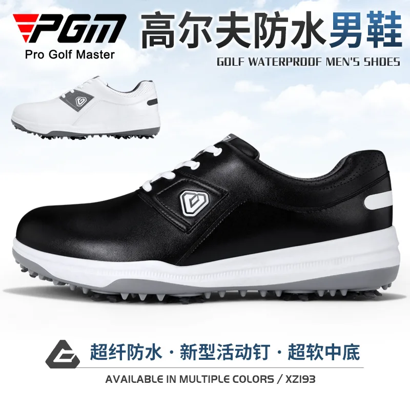 PGM New Golf Shoes Men's Golf Waterproof Super Fiber Shoes Activity Studs Soft Midsole