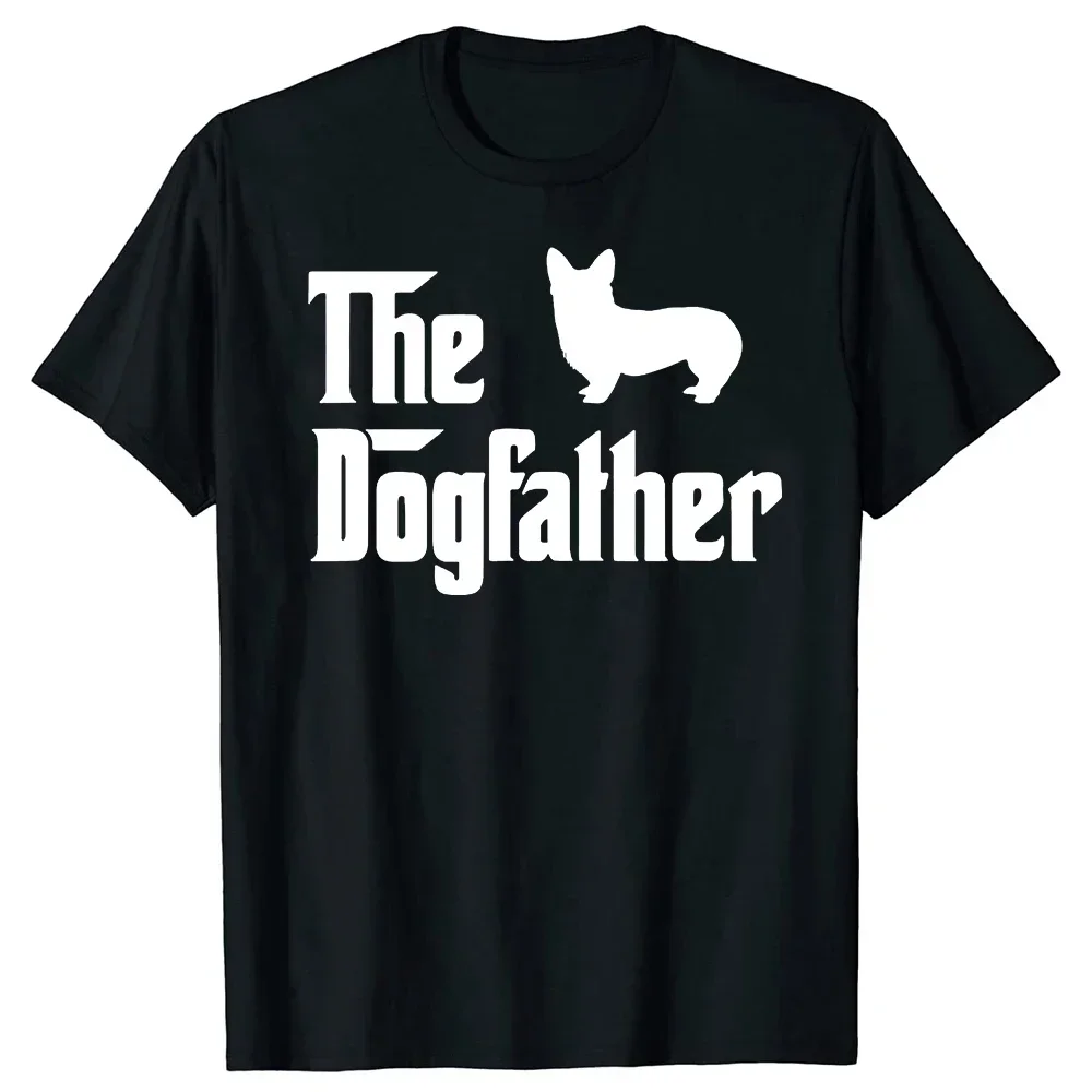 

Funny The Dogfather T Shirts Summer Style Graph Cotton Streetwear Short Sve Corgi Lovers Dad Gifts T-shirt Mens Clothing