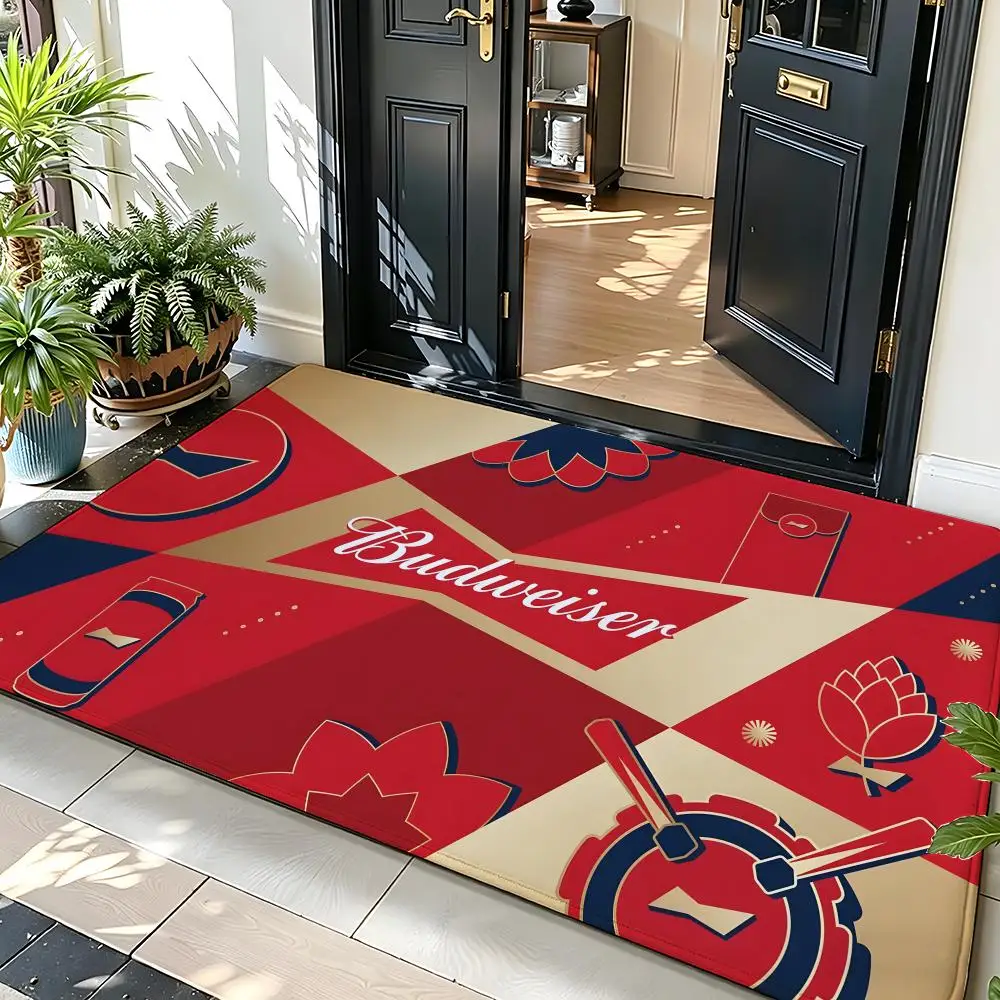 Beverage B-Budweiser Floor Mat Soft Flannel Entrance Door Mat Non Slip Absorbent Bathroom Bedroom Floor Rug