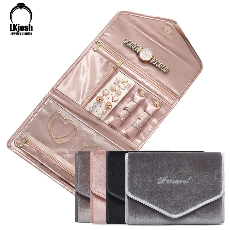 Portable Jewelry Storage Bag Roll Bag Foldable Jewelry Roll Bag Storage Box for Journey-Rings, Necklaces, Bracelets, Earrings