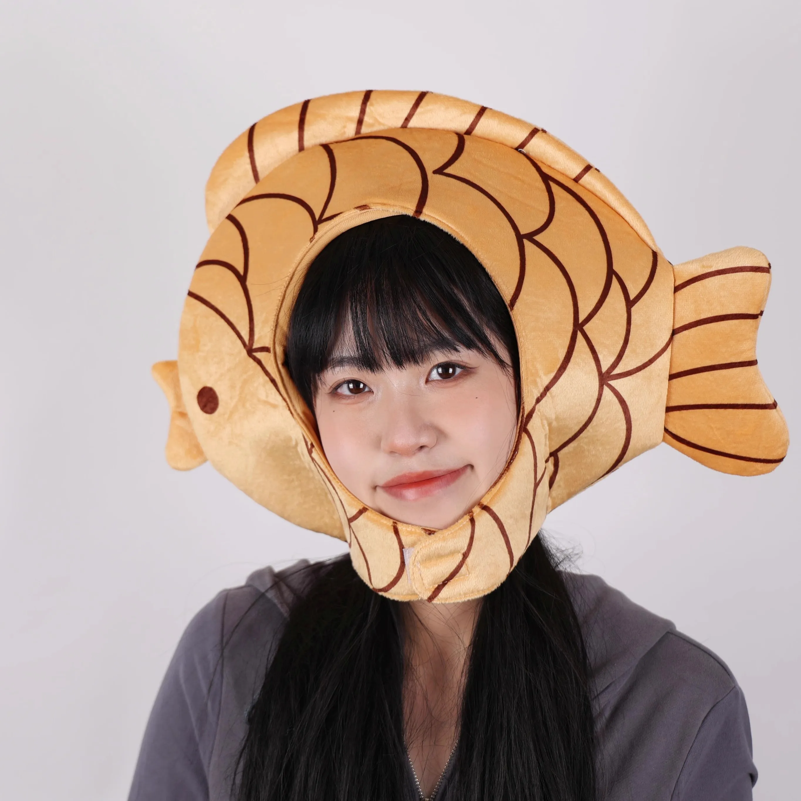 Headgear Koi Fish Taiyaki Lobster Crab Squid Octopus Pufferfish Shark Manta Ray Mobula Hat Cap Plush Toy Cartoon Gift