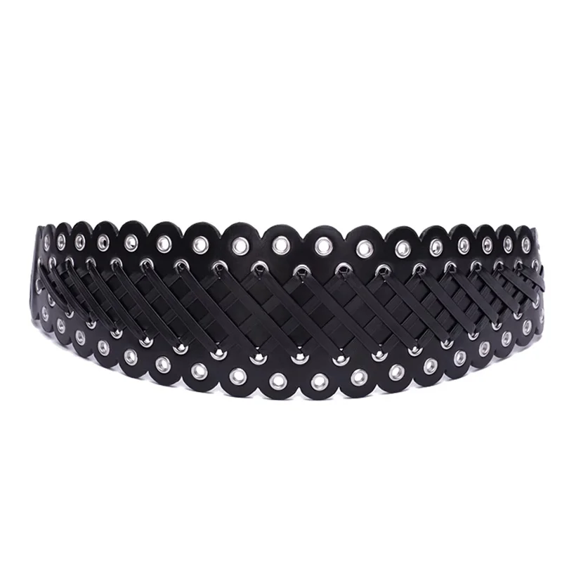 Wide Rivet Corset Belt Women Luxury Brand Punk Gothic Hit Pop Y2K Belt Female Elastic Cummerbund Designer Waistband for Women