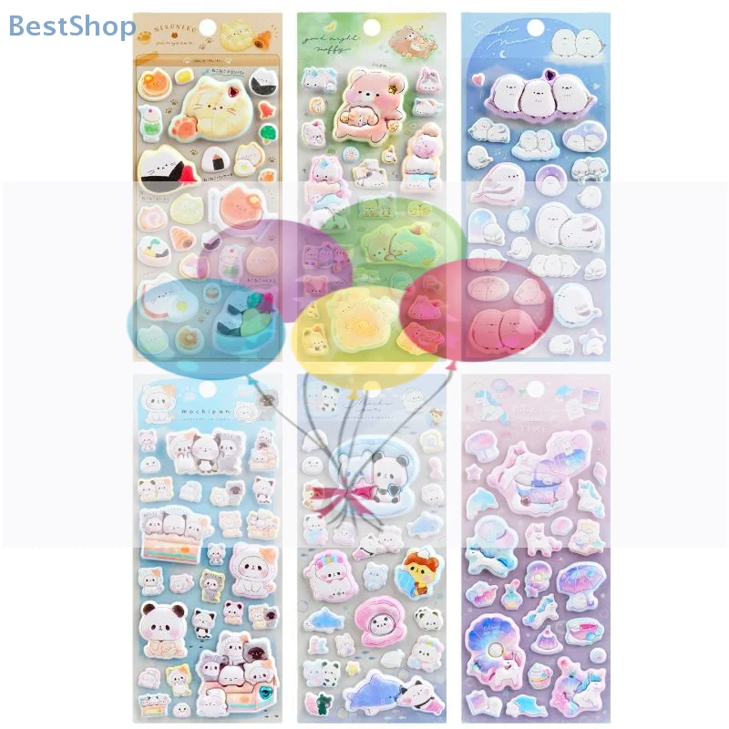 

3D Puffy Stickers Phone Scrapbooking Diy Journal Stationery Decals Kawaii Panda Cats Decor Art Supplies Gift