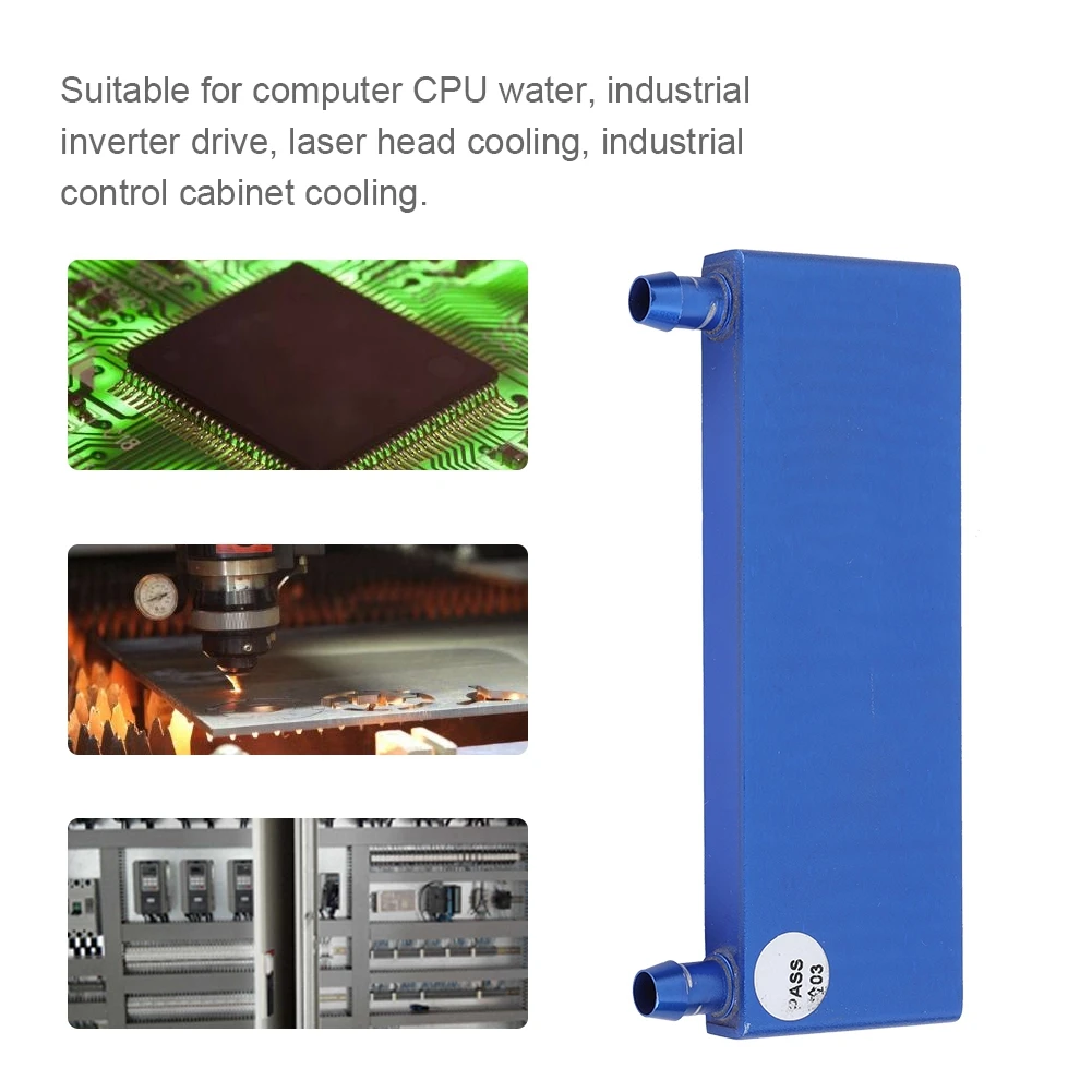 Water Cooling Block Radiator Aluminum Alloy Water Cooling Block for Computer CPU Industrial Inverter Drive 40*120mm Blue