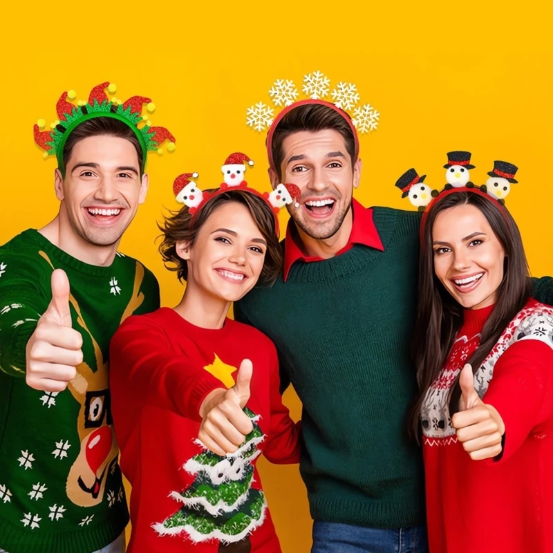 2025 Baru Tema Ikat Rambut Santa/Ikat Kepala Rusa Dekorasi Perayaan Liburan