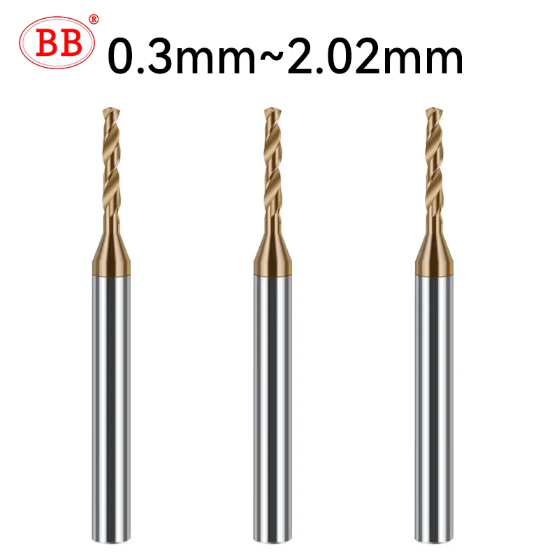 BB 0.3~2.02mm Micro Drill Solid Carbide Bit Mini CNC Hole Making 3D Shank Diameter 4mm D4 Metal Steel Plastic 1PCS