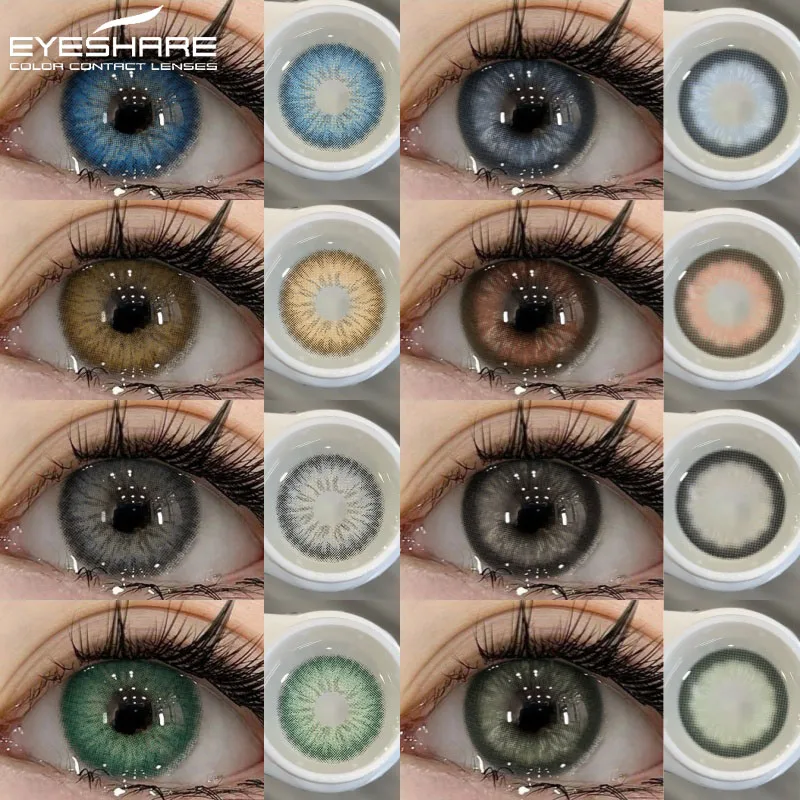 EYESHARE 2 Stück farbige Kontaktlinsen für Augen, natürliche jährliche blaue Augenlinse, modisch, grau, für Schüler, Schönheit, Make-up, Pupillenfarbe, Augenlinse