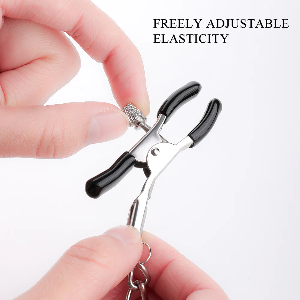 Adjustable Nipple Clamps Silver Metal Neckline Stimulate Breast Clip Flirting Clitoris Tease Clips BDSM Sex toys for Women Enjoy