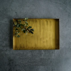 Metal Iron Retro Golden Tray Rectangular Plate Desktop Geometric Combination Storage  Photography Props Home Decoration