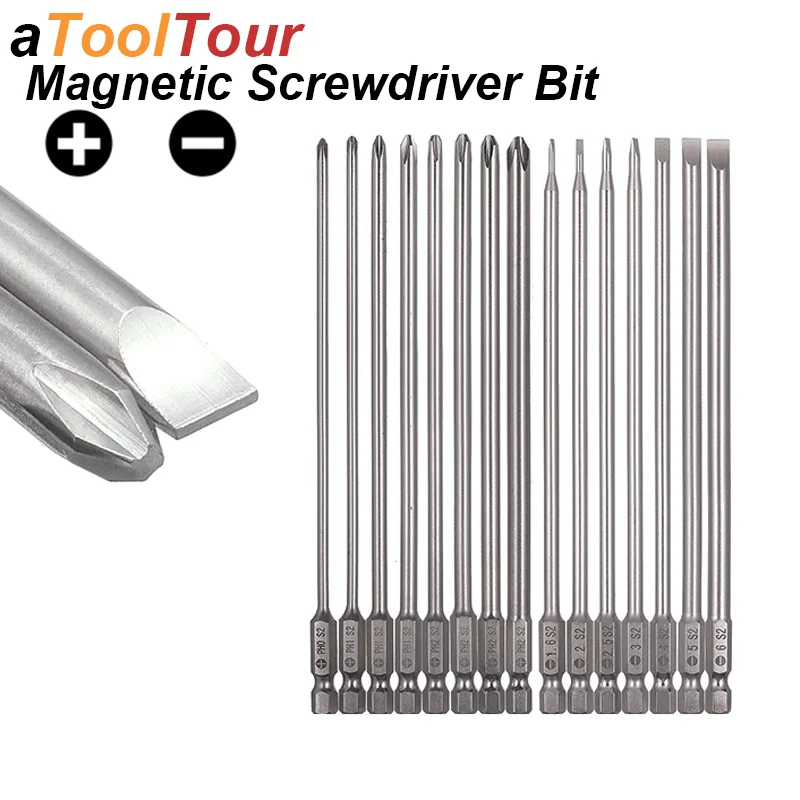Screwdriver Bit Slotted Phillips Screw Driver Tip Flatted Cross Magnetic Head 1/4 Hex Shank For Power Drill Tool Precision Bat