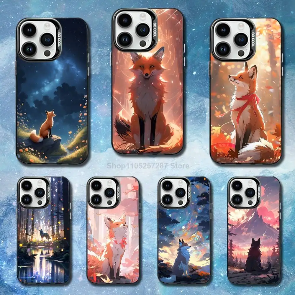 

Animal Cute Fox Phone For iPhone 14,17,13,12,11,16,15,Mini,Pro,SE,XS,MAX,Black Matte Silicone Cover Case
