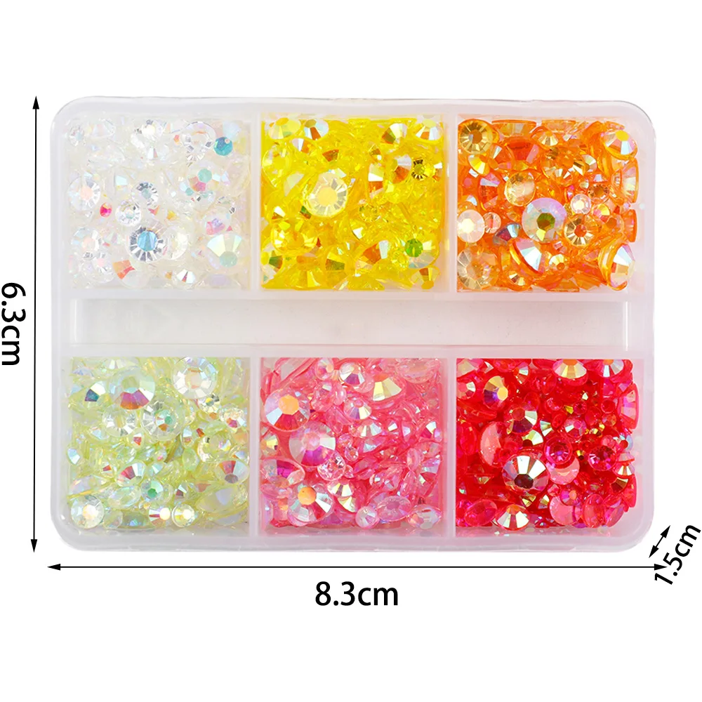 Lucia Crafts  Mix Size 2-6mm Jelly Rhinestones Flatback Resin Bead For DIY Nail /Garment Dress /Cup /Shoes Decoration C0219