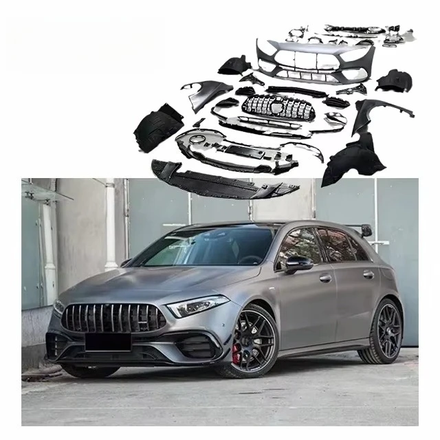 STLF For Mercedess Benzs a Class W177 Upgrade A45 AMGs Wide Body Kit Front Bumper Fender Grille