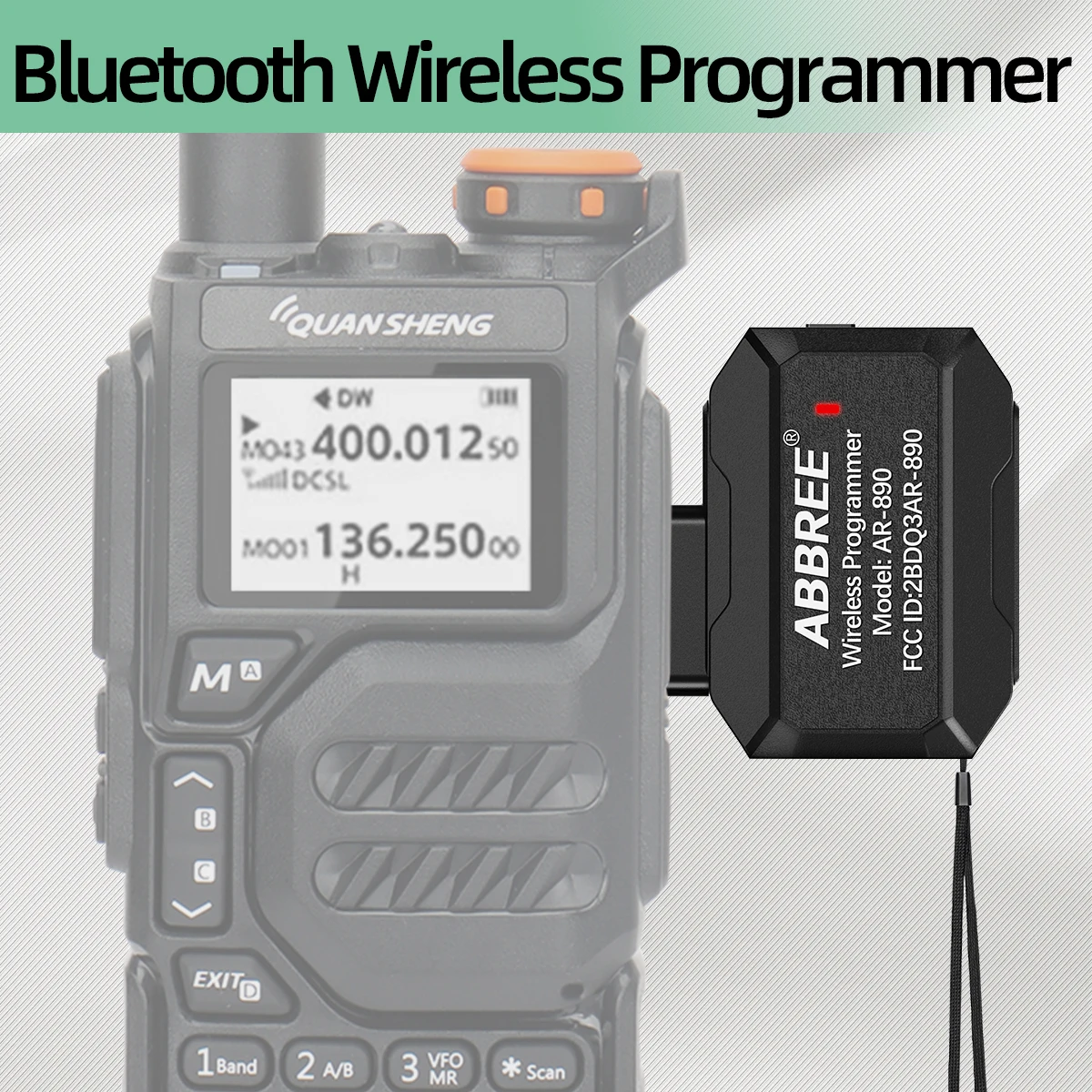ABBREE Bluetooth Wireless Programmer for Walkie Talkie No Driver Issue Phone APP Programming for UV-K6 BF888S Quansheng UV-K5