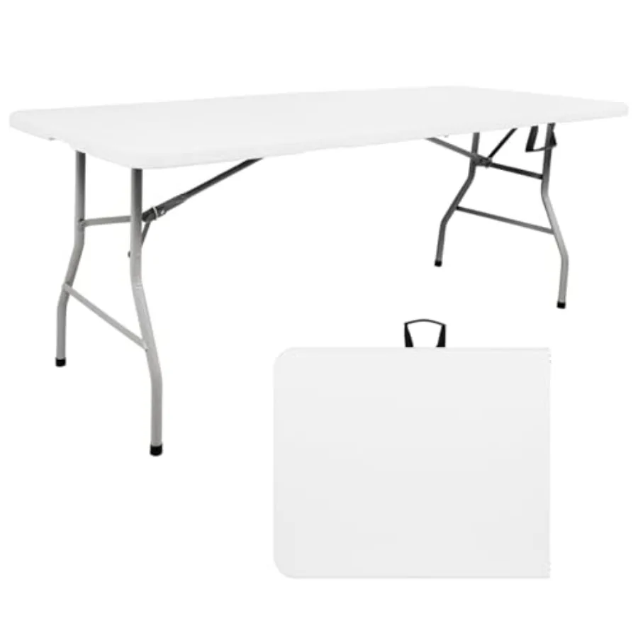 

Portable 6FT Foldable Table with Carry Handle Lightweight Plastic Folding Table for Outdoor Camping Picnic Dining Party and Eve