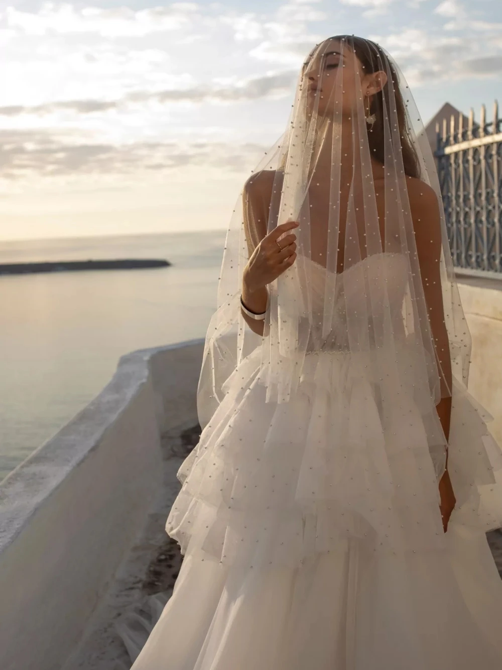 Vestido De novia largo escalonado con perlas brillantes, vestido De novia romántico con cuello De corazón, elegante, línea A