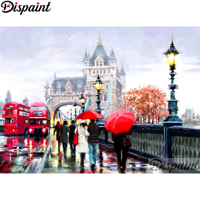 

Dispaint Full Square/Round Drill 5D DIY Diamond Painting "London street scenery" Embroidery Cross Stitch 5D Home Decor A11042