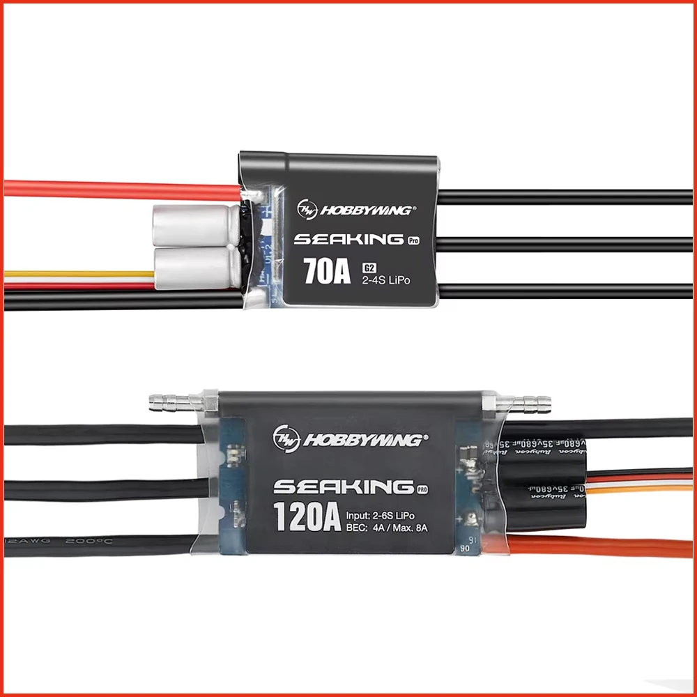 

Hobbywing Seaking Pro 70A G2 2-4S /120A 2-6S Sensorless Waterproof Brushless ESC Speed Controller