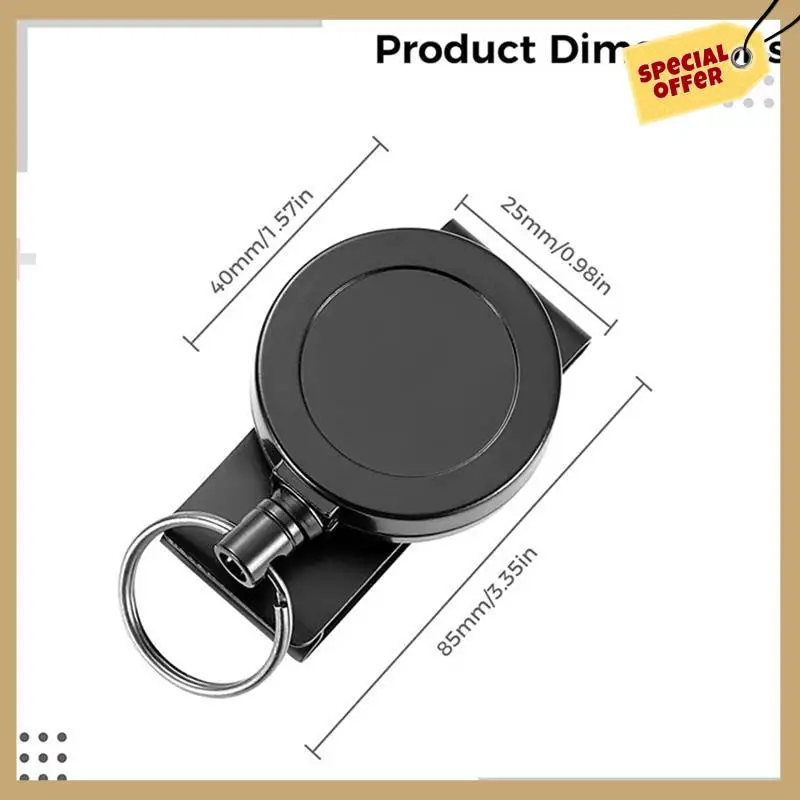 Стабильный выдвижной брелок для тяжелых условий эксплуатации с зажимом для ремня, 360° °   Выдвижной брелок для тяжелых условий эксплуатации с тросом и ключом R