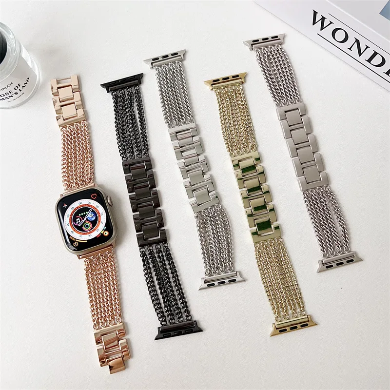 Applicable for Apple Watch Bands Series 12 11 10 987 Se Chain Bracelet for Iwatch S12 Strap Female