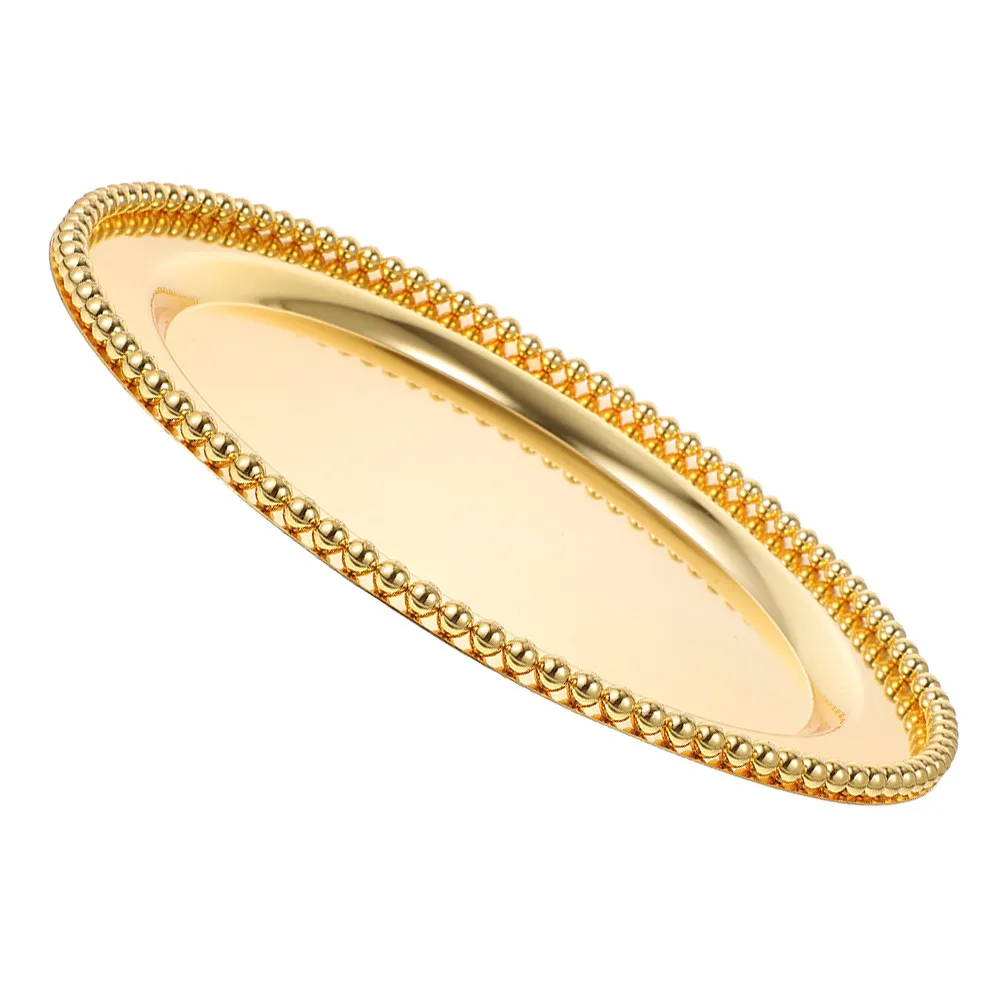 

Round Metal Jewelry Tray Smooth Surface Display Dish for Rings Earrings Necklaces Decorative Storage Plate Trinket Organizer