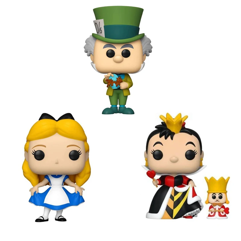 Alicia en el país de las Maravillas 70th Mad Hatter reina de los corazones Alicia Curtsying vinilo figuras de acción modelo de colección juguetes para niños