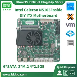 IKuaiOS BK NVR N5105 Mini ITX Motherboard for TrueNAS Proxmox OpenMedia 4LAN 2.5G Ethernet 2xM.2 6xSATA JMB585 Home Commercial