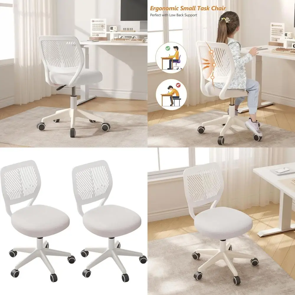

Офисное кресло с регулируемой высотой и поворотным механизмом, с мягкой сетчатой подушкой, эргономичное кресло для учебы для подростков (белое, набор из 2 шт.)