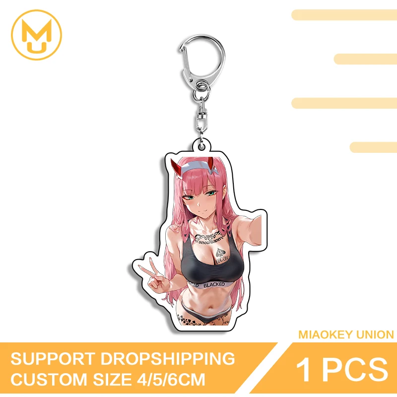 Sexy Zero Two Big Chest Anime Character Artistic Attractive Double Sided Key Chains Ingenious Shockproof Anime Peripherals