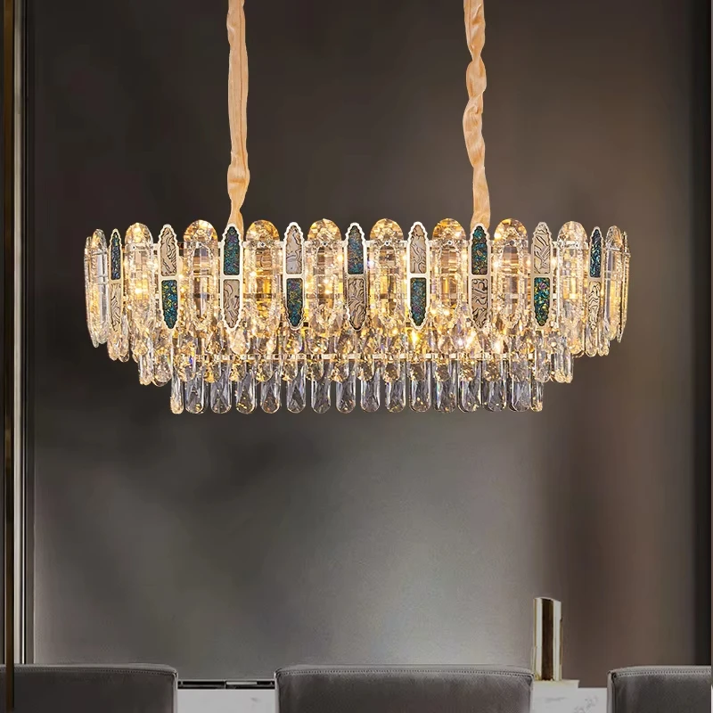 Light Luxury Crystal Ceiling Light High-grade Color Shell Villa Luxury Hall Ceiling Light Household Chandelier Decoration Home