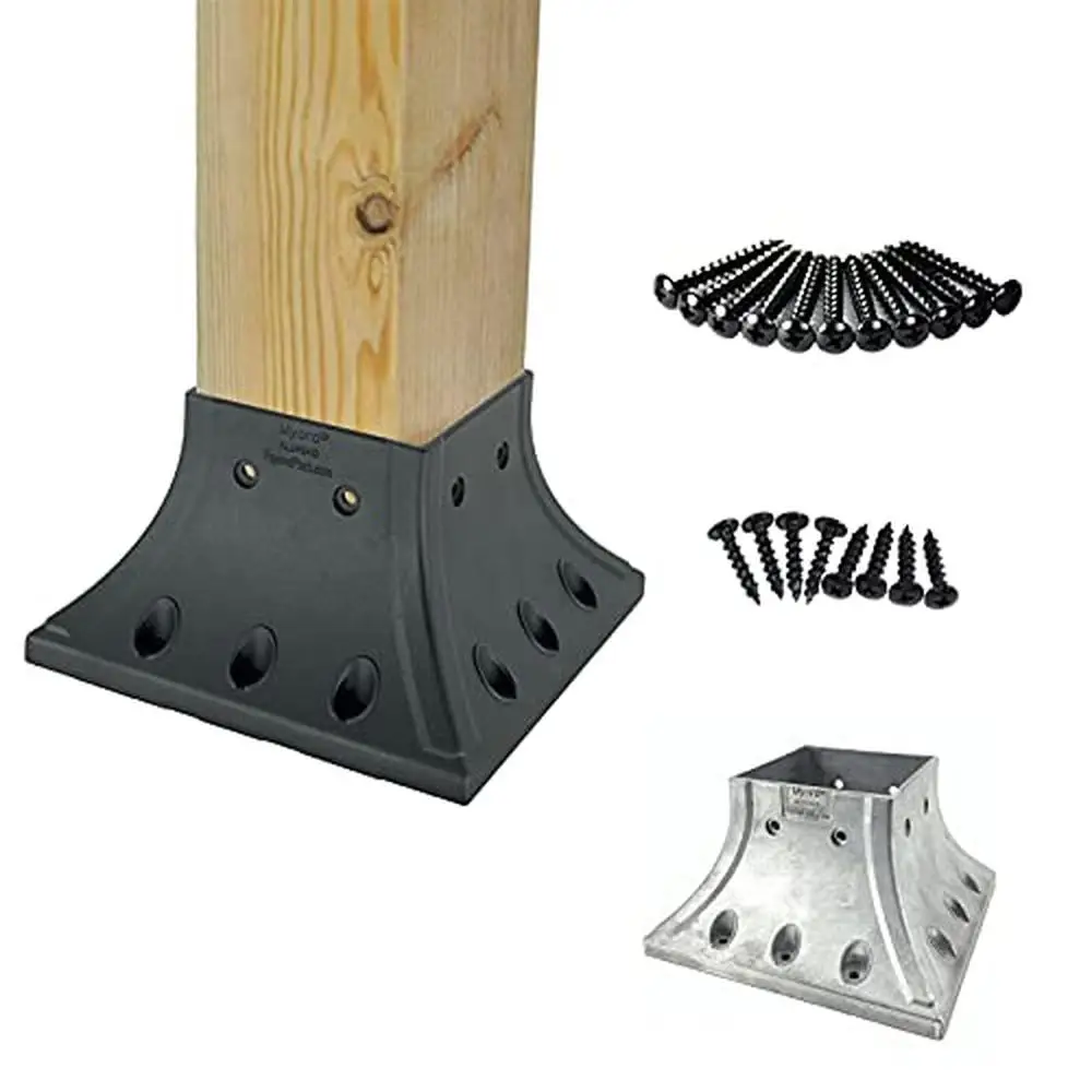 

Aluminum Deck Post Base Cover Flange Kit 4x4 Inch Posts with Screws Railing Handrail Fence Anchor Qty 4 Decking Patio Baluster