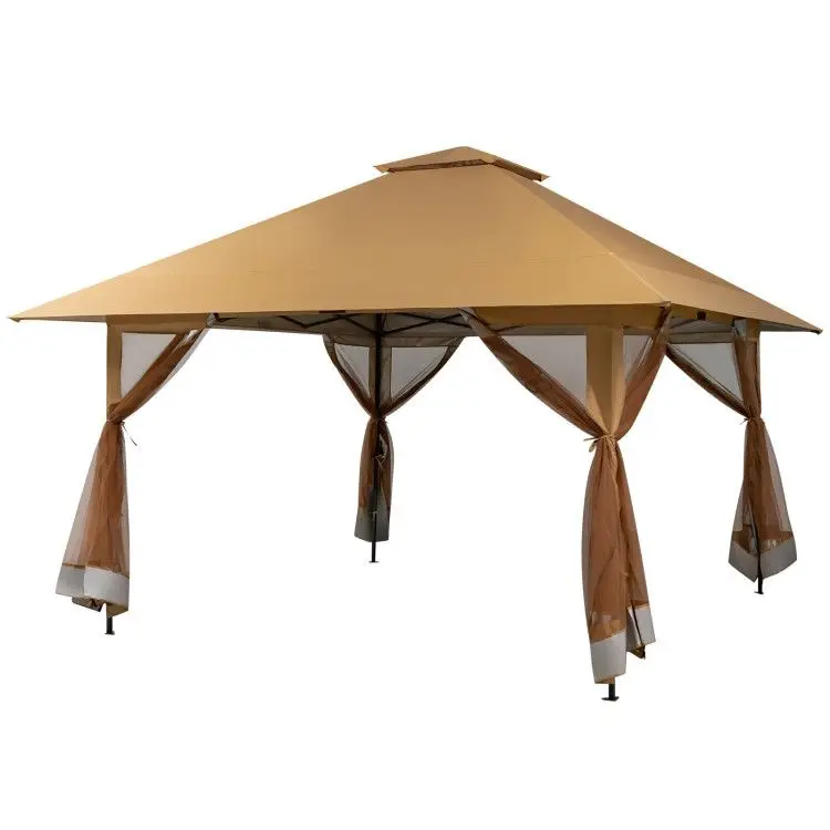 13x13ft Pop-Up Gazebo – UV50+ & Waterproof Oxford Fabric, 3 Height Adjustments, Includes Stakes & Carry Bag