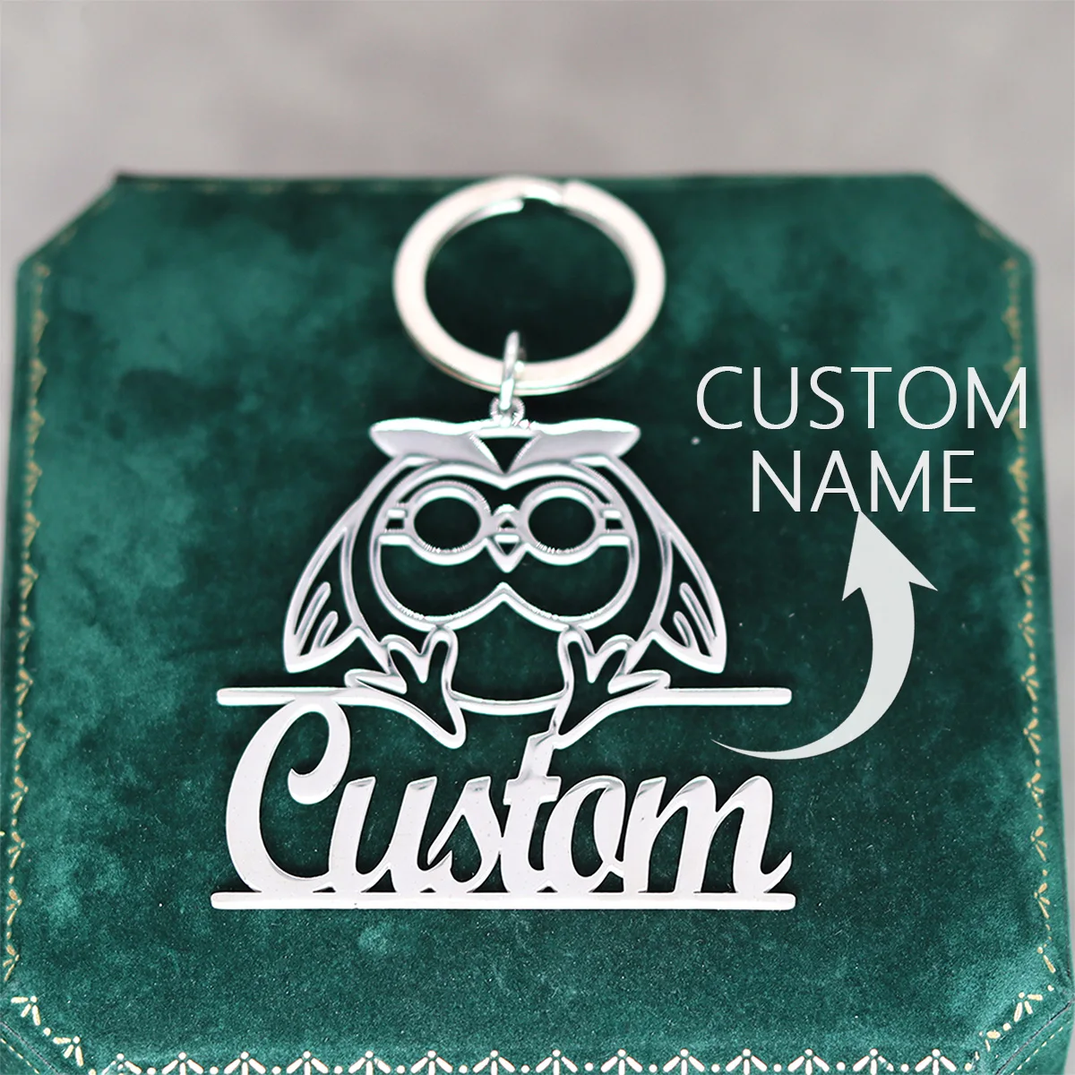 Porte-clés pendentif en acier inoxydable pour hommes et femmes, plaque signalétique personnalisée, nom personnalisé, théâtre