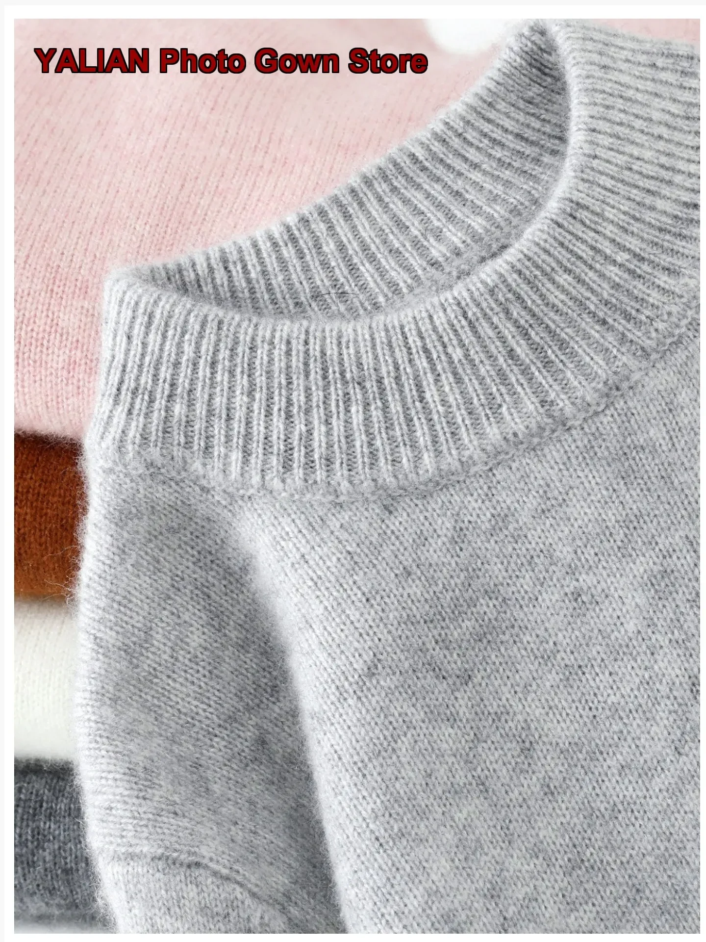 Kids Turtleneck Sweater Autumn Winter Pure Cashmere Half-High Neck Thickened Knit Cashmere Pullover Toddler Round Neck