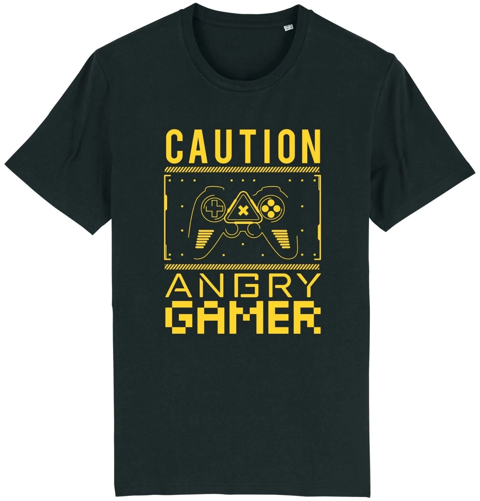Men's Summer Fashion Casual Short-sleeved Shirt  Caution Angry Gamer T-shirt Funny Gaming Console Game Geek Gift Him Dad Son