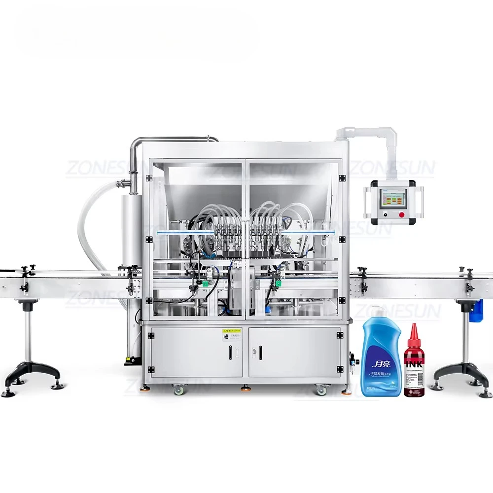 ZS-YT12T-12PX bomba de pistón automática de 12 cabezales Sriracha salsa picante pasta de mayonesa servomotor máquina de llenado cuantitativa