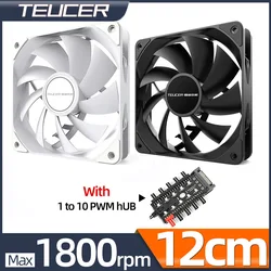 Teucer 12cm Chassis Fan PWM Control 1800rpm Silent Computer Case CPU Cooler Heatsink Ventilador Water Radiator 120mm Cooling Fan
