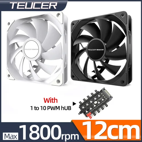 Teucer-Ventilador de chasis de 12cm, Ventilador de refrigeración de 1800rpm, silencioso, disipador térmico, radiador de agua, 120mm