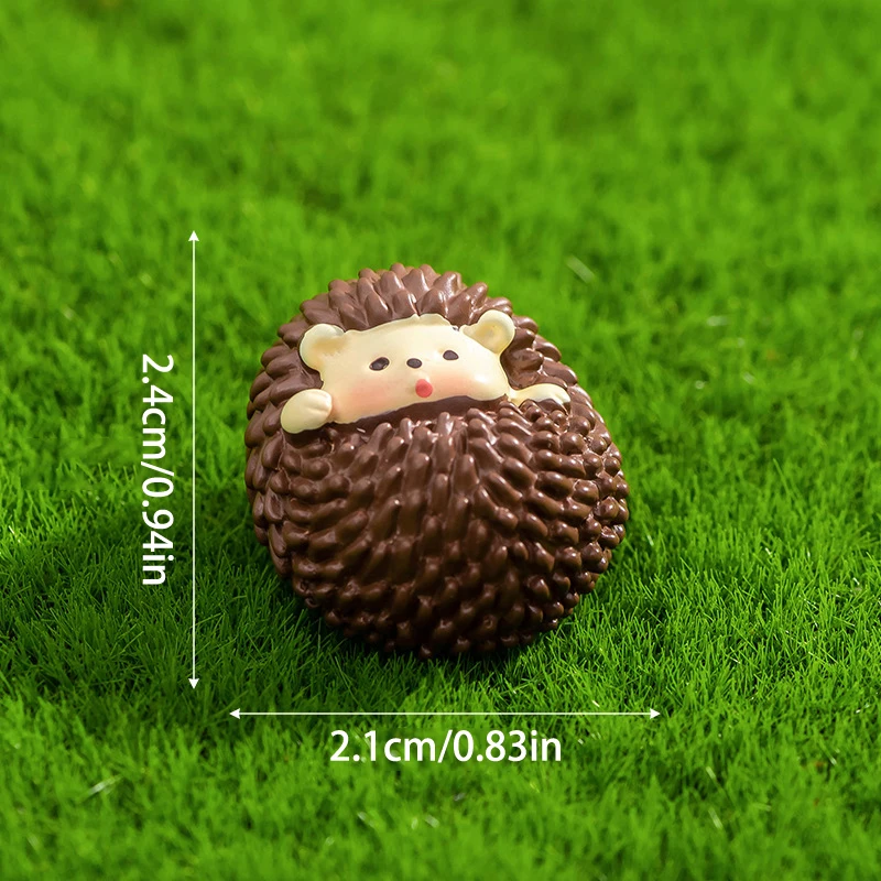 B*1PC 1.4 -2cm Mini Little Hedgehog Ornament Cartoon Animal Micro Landscape Dollhouse Model Car Interior Home Desktop Decoration