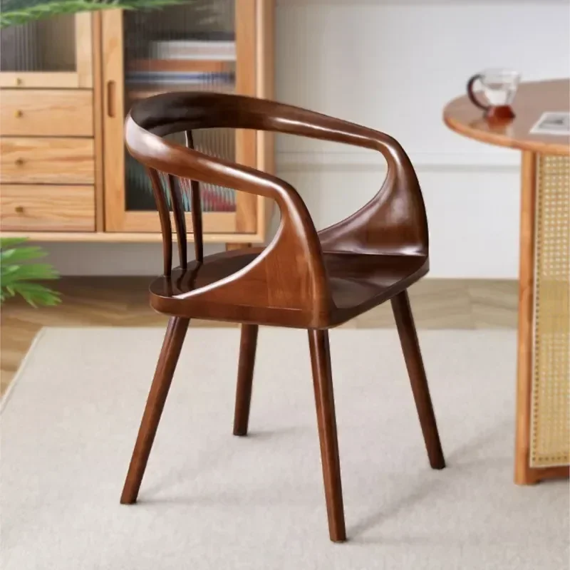 Home Solid Wood Dining Chair Armrest Backrest Chairs Modern Minimalist Coffee Living Room Kitchen Sillas Comedor Furniture Bar