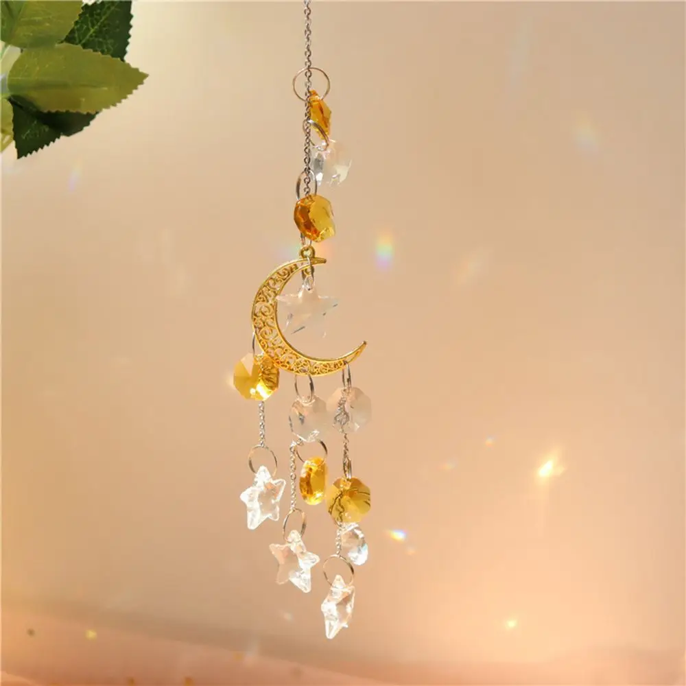 Crystal Suncatcher Rainbow Prism Moon Sun Catcher Garden Decoration Outdoor Suncatchers Window Hanging Moon Crystal Decoration