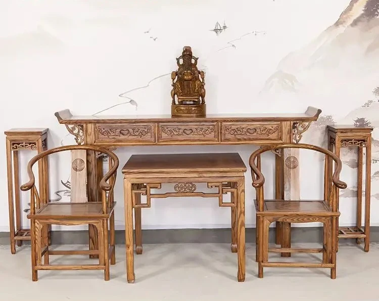 

B Rural main house Zhongtang antique table elm strip case Chinese style
