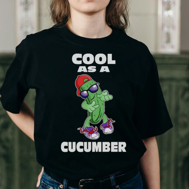 

Lovely As A Cucumber T-shirt Cool Cucumber Design Vegetarian Unisex Shirt Veggies Lovers Graphic Printed T-shirt Tops All-match