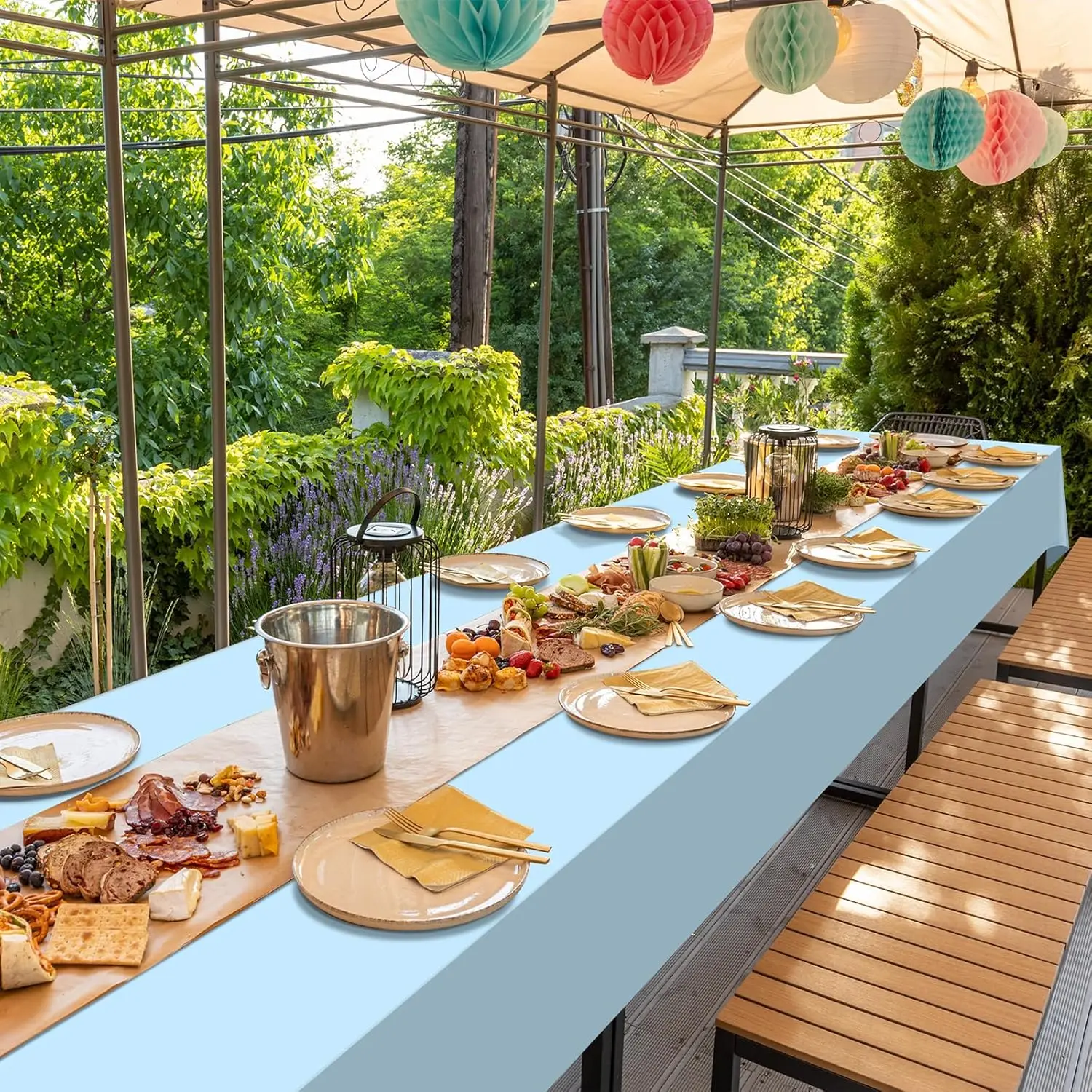 1 Stück Party-Tischdecken 137 x 274 cm/137 x 183 cm, BPA-frei, Kunststoff, Esstisch-Abdeckung, Tuch für Partys, Picknick, Camping, Outdoor, Einwegartikel – Detail 9