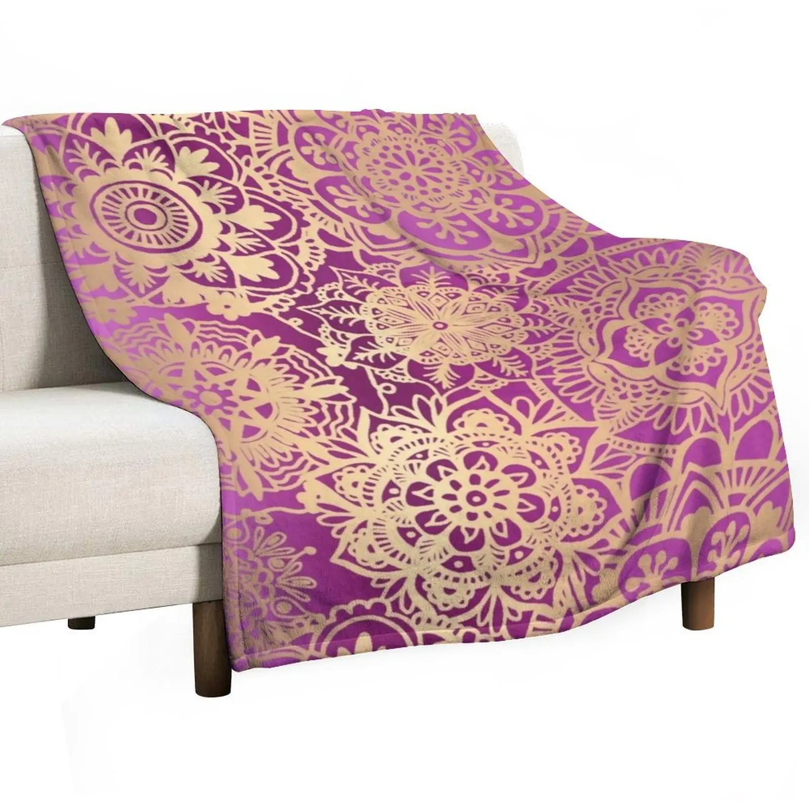 

Pink and Gold Mandala Pattern Throw Blanket for babies Bed Decorative Beds warm for winter Blankets