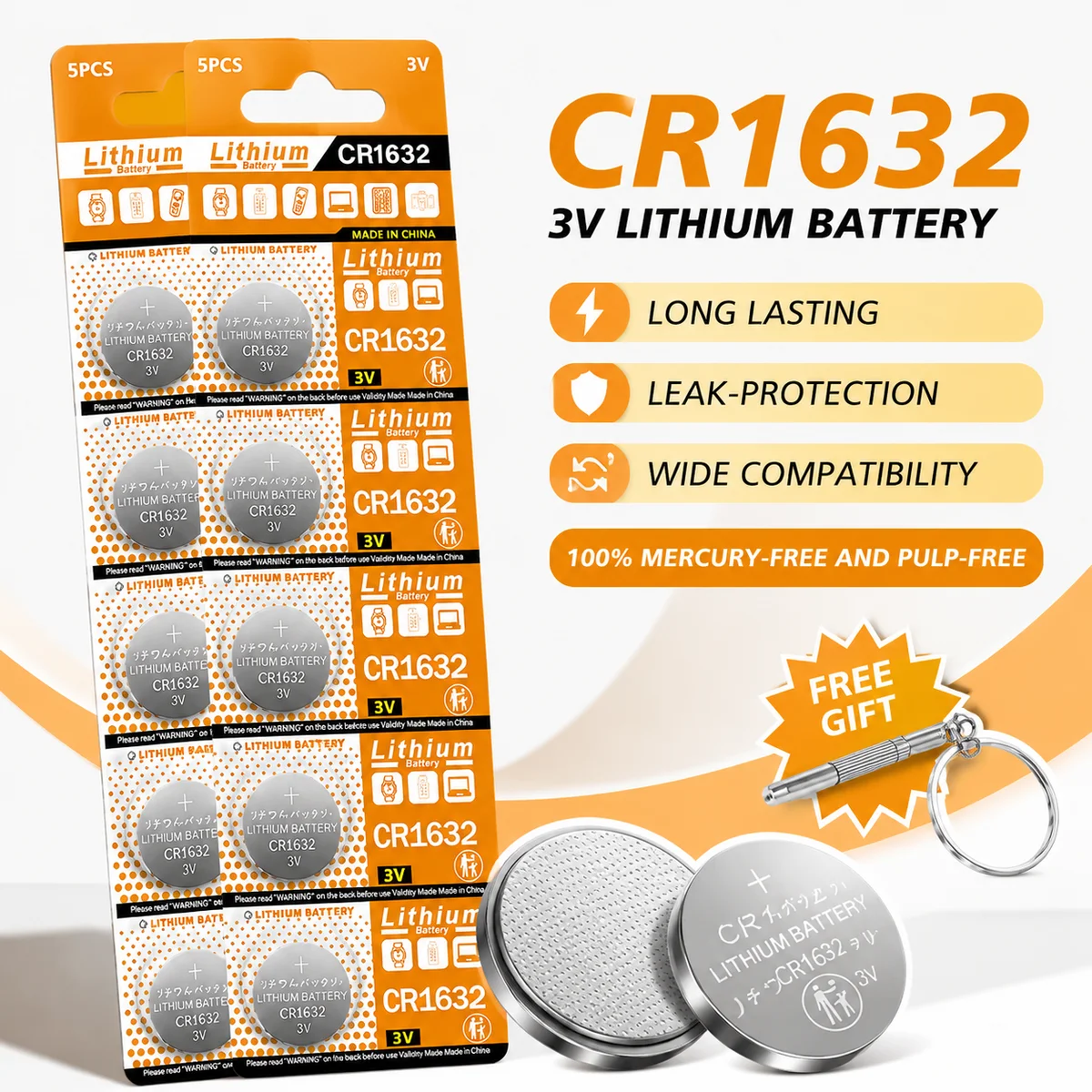 Lithium Coin Cell Battery CR1632 3V 2-30PCS LM1632 BR1632 ECR1632 Replacement for Watch Toy Remote Control Electronic Devices