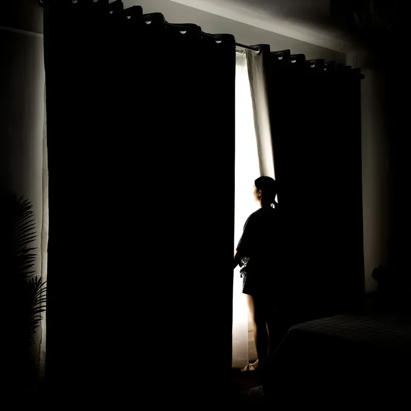 

Grey Solid Color High-precision Thickened 95% Blackout Curtains For Living Room Bedroom French Window Customized Products